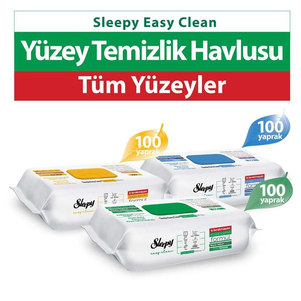 Sleepy - SLEEPY YÜZEY TEMİZLİK HAVLUSU ÇAMAŞIR SUYU KATKILI 100LÜ